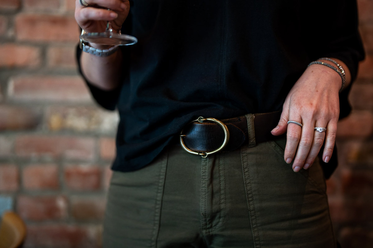 Dark Brown Leather Belt on Chinos