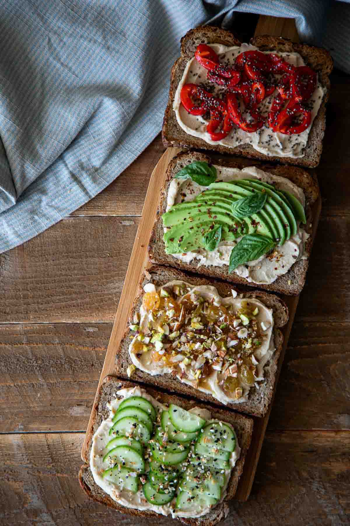 Hummus Toast Topping Ideas