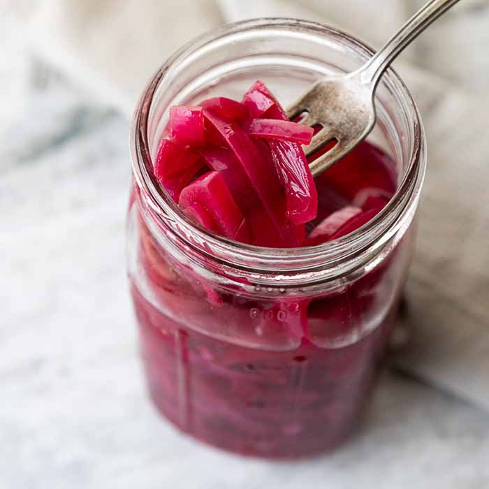 Pickled Red Onions in Taco