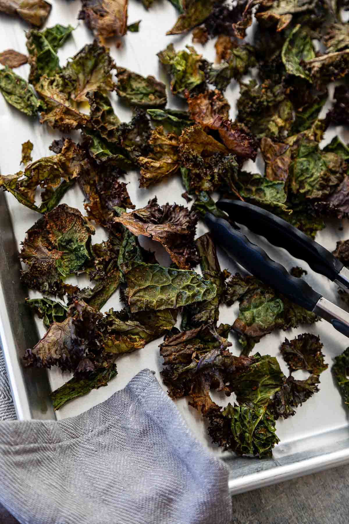 Easy Baked Kale Chips on sheet pan