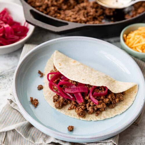 Easy homemade taco meat recipe made with ground beef and homemade fajita seasoning