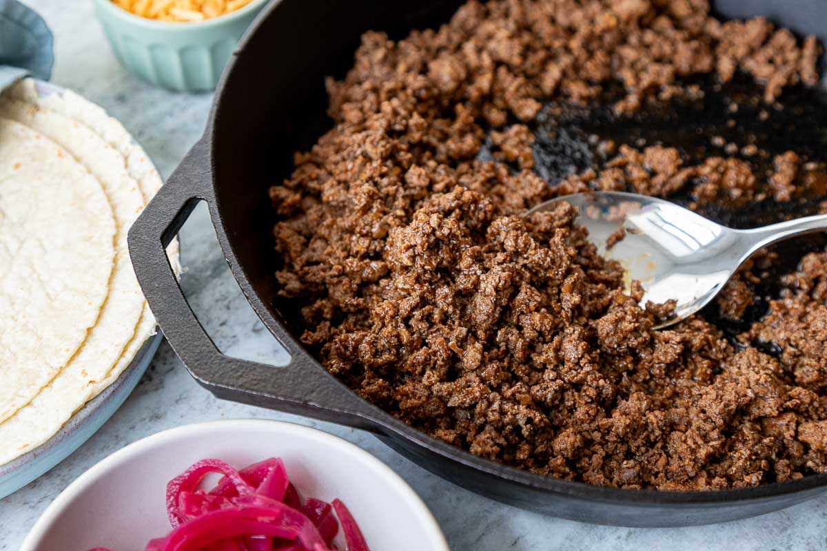 Easy homemade taco meat recipe made with ground beef and homemade fajita seasoning