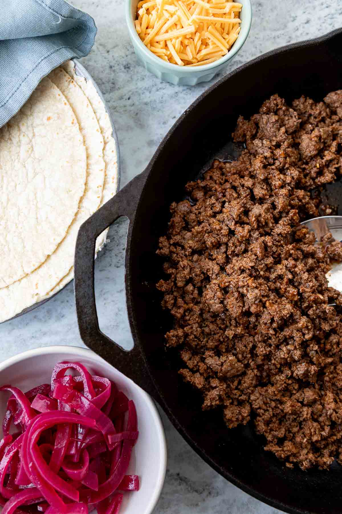 Easy homemade taco meat recipe made with ground beef and homemade fajita seasoning