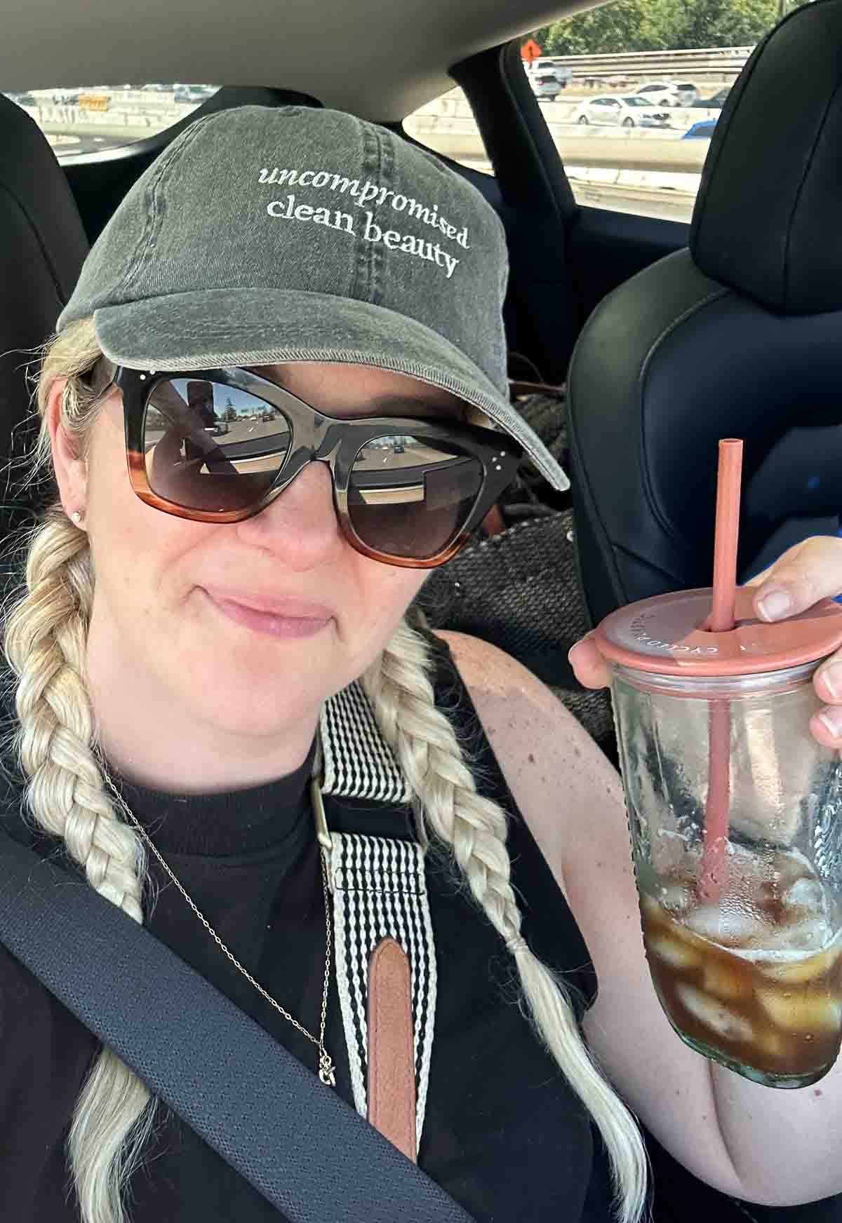 Sustainable Alternatives to Plastic- luci with glass coffee cup with straw